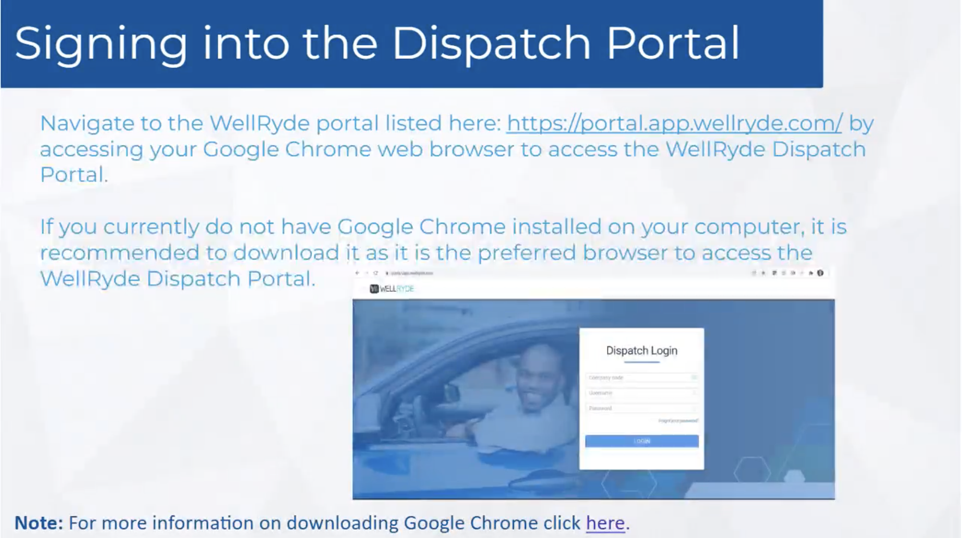 Screenshot Signing into dispatch